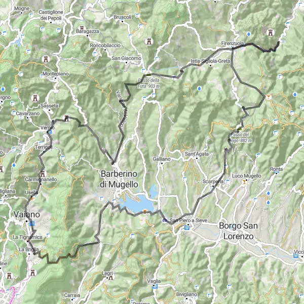 Map miniature of "Chianti Road Adventure" cycling inspiration in Toscana, Italy. Generated by Tarmacs.app cycling route planner