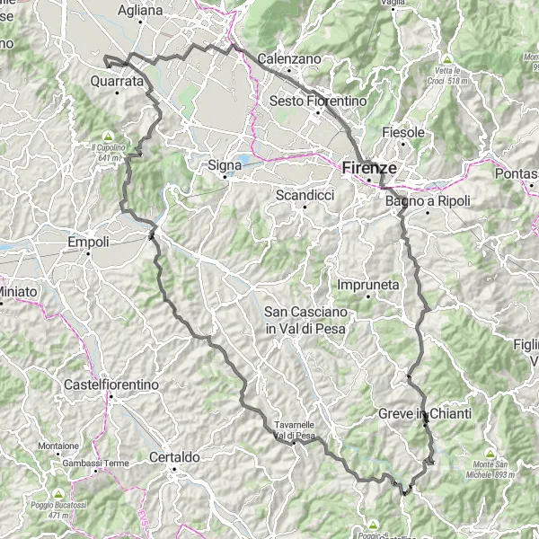 Miniatuurkaart van de fietsinspiratie "Chianti Classico Road Cycling Route" in Toscana, Italy. Gemaakt door de Tarmacs.app fietsrouteplanner