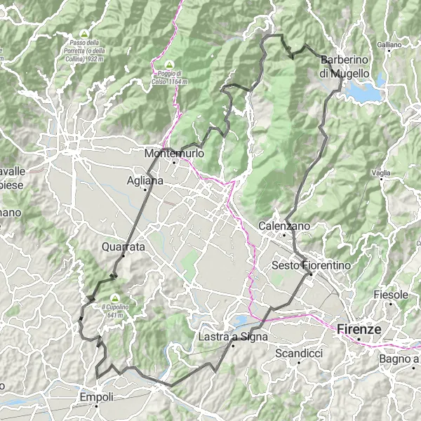 Kartminiatyr av "Vinci til Montelupo Fiorentino Road Cycling Route" sykkelinspirasjon i Toscana, Italy. Generert av Tarmacs.app sykkelrutoplanlegger