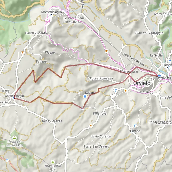 Map miniature of "The Benano Loop" cycling inspiration in Umbria, Italy. Generated by Tarmacs.app cycling route planner