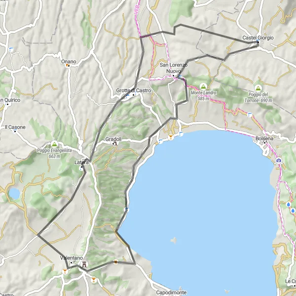 Miniatura della mappa di ispirazione al ciclismo "Scoperta dei borghi umbri in bicicletta" nella regione di Umbria, Italy. Generata da Tarmacs.app, pianificatore di rotte ciclistiche