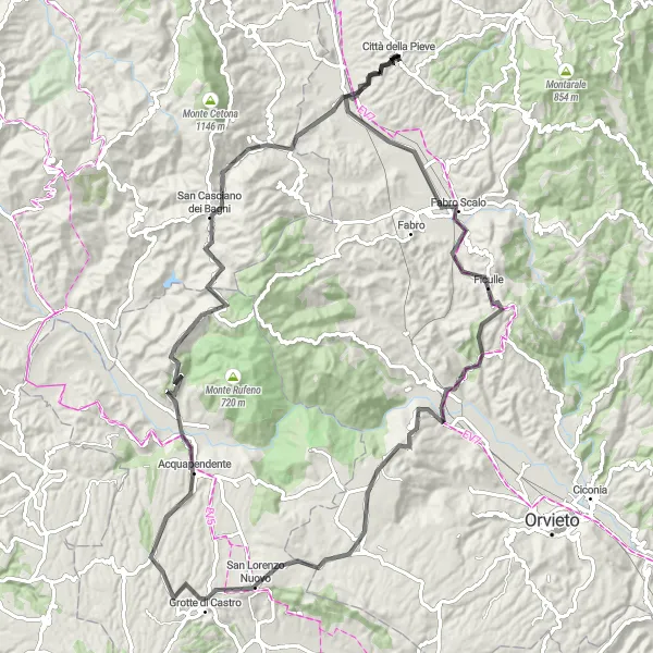 Map miniature of "Umbria Mountain Adventure" cycling inspiration in Umbria, Italy. Generated by Tarmacs.app cycling route planner