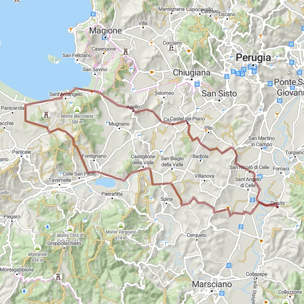 Map miniature of "Deruta gravel adventure" cycling inspiration in Umbria, Italy. Generated by Tarmacs.app cycling route planner