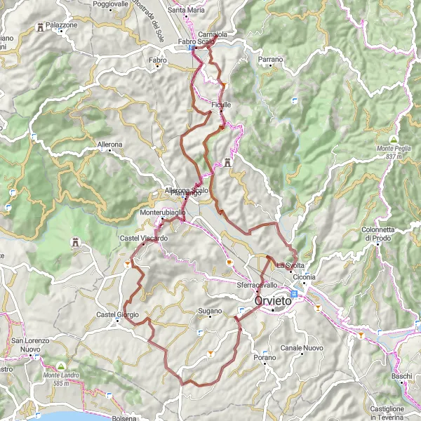 Map miniature of "Fabro Scalo Gravel Adventure" cycling inspiration in Umbria, Italy. Generated by Tarmacs.app cycling route planner
