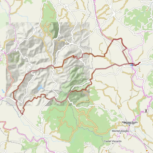 Map miniature of "Discovering Etruscan Ruins" cycling inspiration in Umbria, Italy. Generated by Tarmacs.app cycling route planner