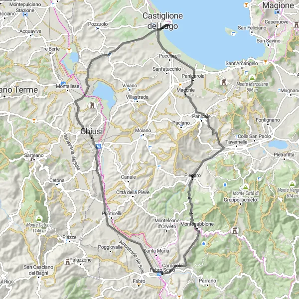 Miniatuurkaart van de fietsinspiratie "Wegroute door de omgeving van Fabro Scalo" in Umbria, Italy. Gemaakt door de Tarmacs.app fietsrouteplanner
