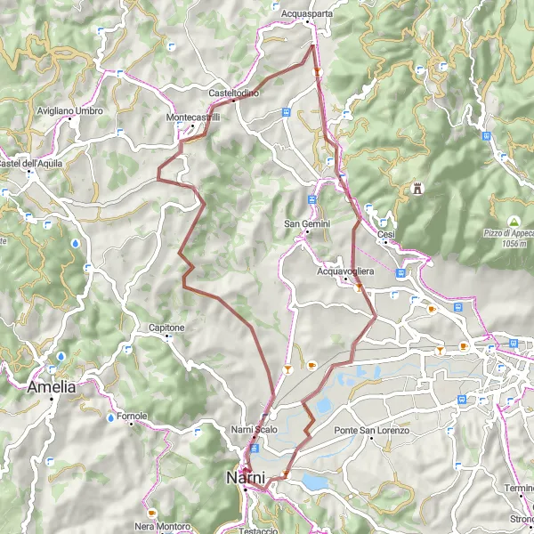 Map miniature of "Exploring Cultural Treasures" cycling inspiration in Umbria, Italy. Generated by Tarmacs.app cycling route planner