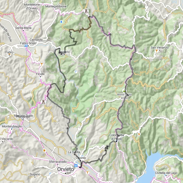 Map miniature of "Umbrian Countryside Road" cycling inspiration in Umbria, Italy. Generated by Tarmacs.app cycling route planner