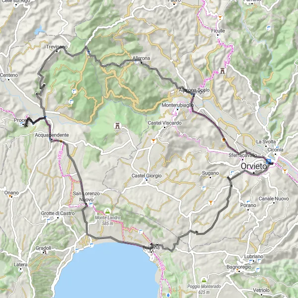 Map miniature of "The Scenic Escape - Orvieto Scalo Loop" cycling inspiration in Umbria, Italy. Generated by Tarmacs.app cycling route planner