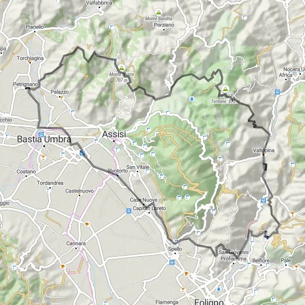 Miniatura della mappa di ispirazione al ciclismo "Salita verso Monte Murce" nella regione di Umbria, Italy. Generata da Tarmacs.app, pianificatore di rotte ciclistiche