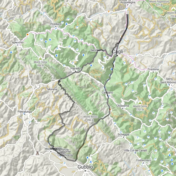 Miniatura mapy "Trasa Road Monte Perone - Case Fontarcano" - trasy rowerowej w Umbria, Italy. Wygenerowane przez planer tras rowerowych Tarmacs.app