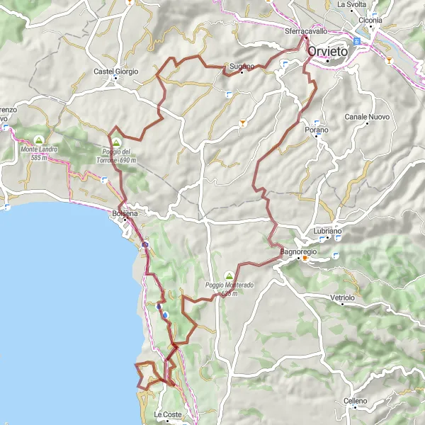 Map miniature of "Gravel Road Adventure" cycling inspiration in Umbria, Italy. Generated by Tarmacs.app cycling route planner
