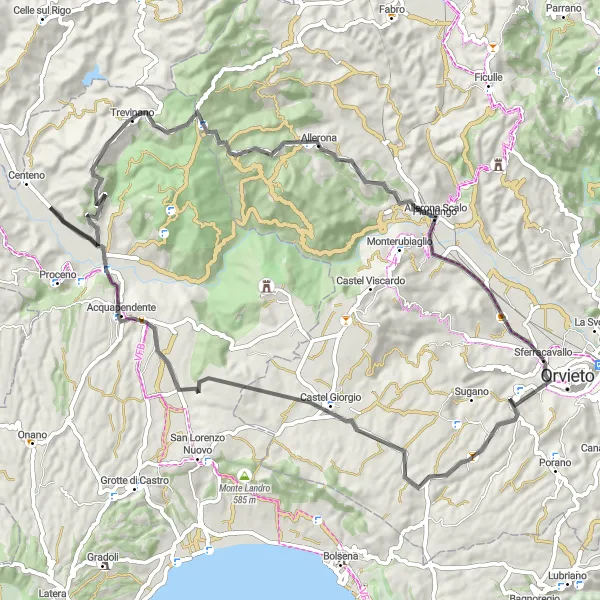 Map miniature of "Orvieto Explorer" cycling inspiration in Umbria, Italy. Generated by Tarmacs.app cycling route planner