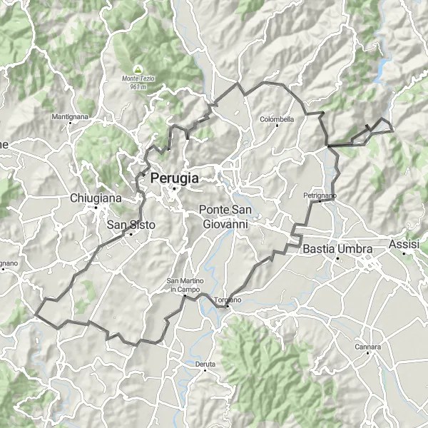 Miniatura della mappa di ispirazione al ciclismo "Giro in bicicletta da Valfabbrica" nella regione di Umbria, Italy. Generata da Tarmacs.app, pianificatore di rotte ciclistiche