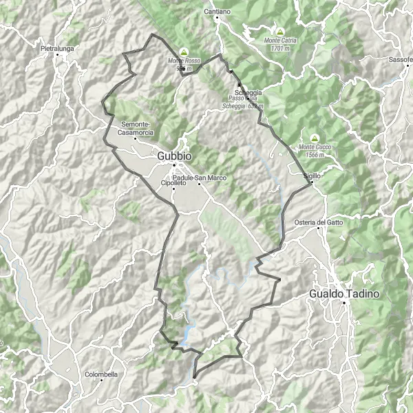 Map miniature of "Umbrian Hills Challenge" cycling inspiration in Umbria, Italy. Generated by Tarmacs.app cycling route planner