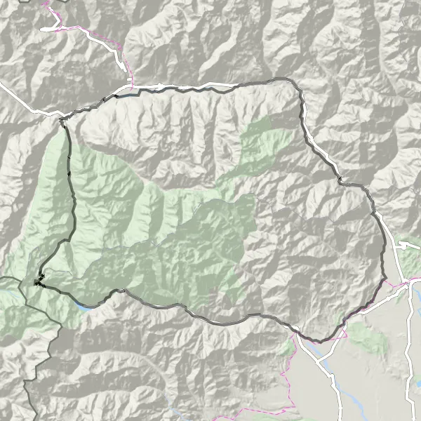 Zemljevid v pomanjšavi "Veliki okoli dolina Valle d'Aosta" kolesarske inspiracije v Valle d’Aosta/Vallée d’Aoste, Italy. Generirano z načrtovalcem kolesarskih poti Tarmacs.app