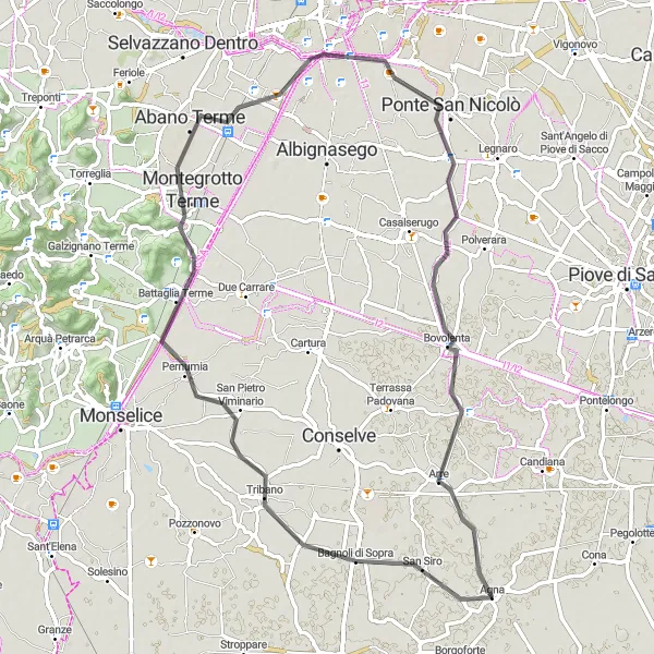 Miniatura mapy "Trasa rowerowa wokół Agny" - trasy rowerowej w Veneto, Italy. Wygenerowane przez planer tras rowerowych Tarmacs.app
