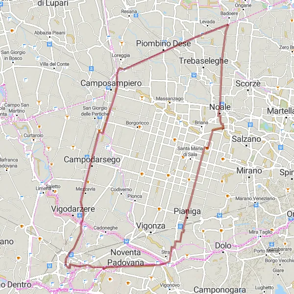 Map miniature of "Arcella - Sant'Ambrogio Round-Trip" cycling inspiration in Veneto, Italy. Generated by Tarmacs.app cycling route planner