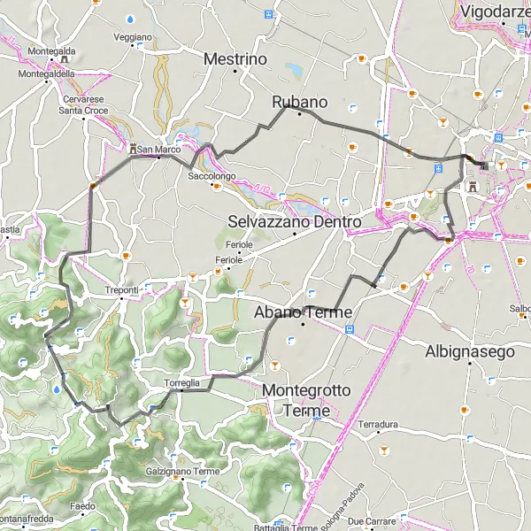 Kartminiatyr av "Unik sykkelrute gjennom Veneto" sykkelinspirasjon i Veneto, Italy. Generert av Tarmacs.app sykkelrutoplanlegger