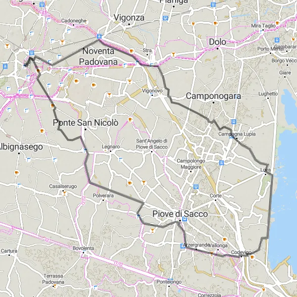Miniatura mapy "Trasa Szosowa do Padwy" - trasy rowerowej w Veneto, Italy. Wygenerowane przez planer tras rowerowych Tarmacs.app
