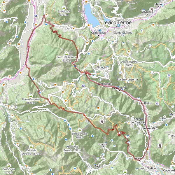 Miniatuurkaart van de fietsinspiratie "Avontuurlijke Gravelroute langs Passo Coe" in Veneto, Italy. Gemaakt door de Tarmacs.app fietsrouteplanner