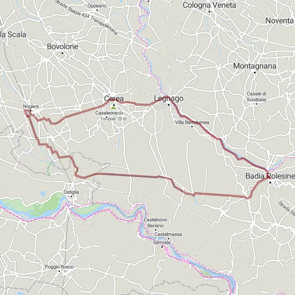 Map miniature of "The Gravel Odyssey" cycling inspiration in Veneto, Italy. Generated by Tarmacs.app cycling route planner