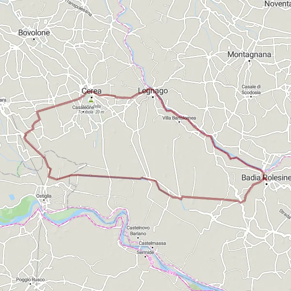 Miniatua del mapa de inspiración ciclista "Paseo en Grava por Correzzo" en Veneto, Italy. Generado por Tarmacs.app planificador de rutas ciclistas
