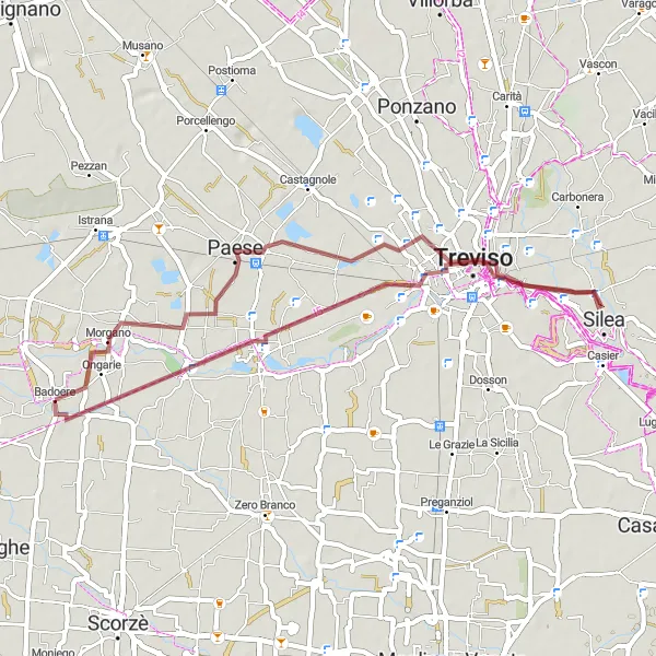 Karten-Miniaturansicht der Radinspiration "Santa Cristina und Paese Rundweg" in Veneto, Italy. Erstellt vom Tarmacs.app-Routenplaner für Radtouren