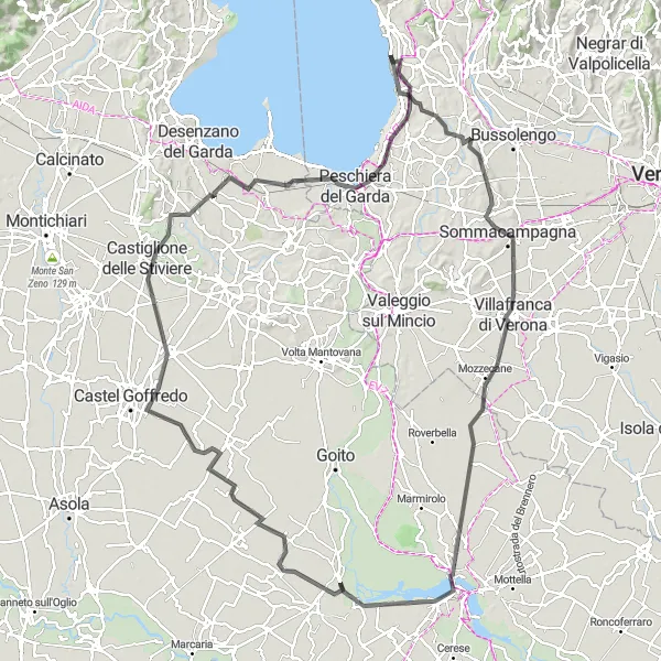 Map miniature of "Mantuan Delights" cycling inspiration in Veneto, Italy. Generated by Tarmacs.app cycling route planner