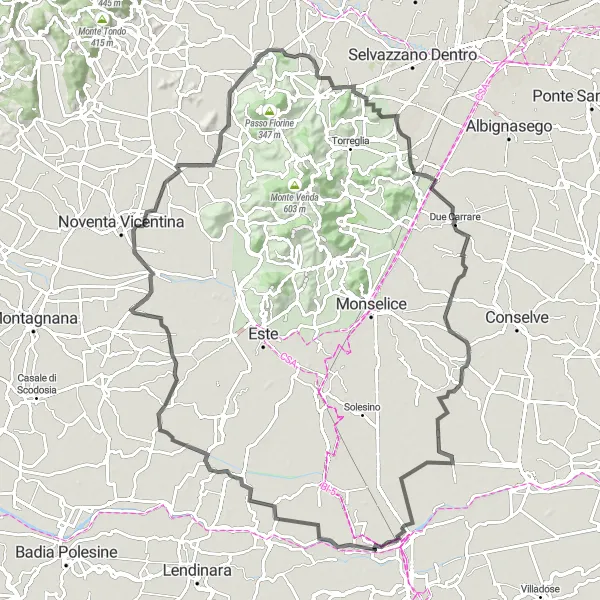 Miniaturní mapa "Okruh kolem Bastie - Monte Ortone" inspirace pro cyklisty v oblasti Veneto, Italy. Vytvořeno pomocí plánovače tras Tarmacs.app