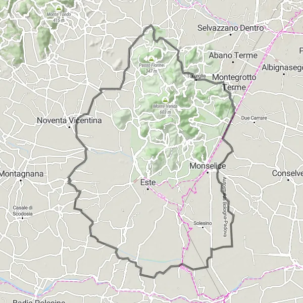 Miniaturní mapa "Okružní cyklistická trasa kolem Bastie 2" inspirace pro cyklisty v oblasti Veneto, Italy. Vytvořeno pomocí plánovače tras Tarmacs.app