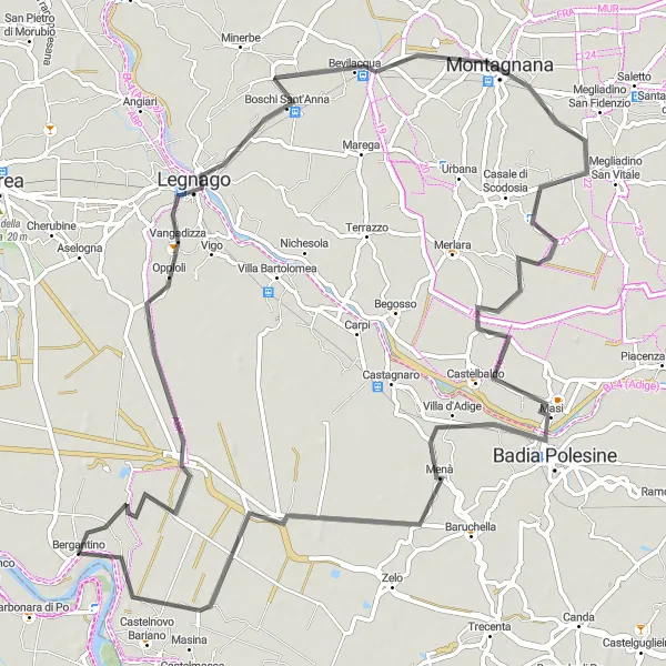 Miniatura mapy "Trasa road z Bergantino do San Zeno in Valle" - trasy rowerowej w Veneto, Italy. Wygenerowane przez planer tras rowerowych Tarmacs.app