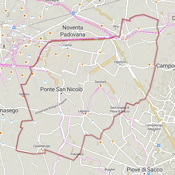 Miniaturní mapa "Trasa Voltabarozzo-Polverara" inspirace pro cyklisty v oblasti Veneto, Italy. Vytvořeno pomocí plánovače tras Tarmacs.app