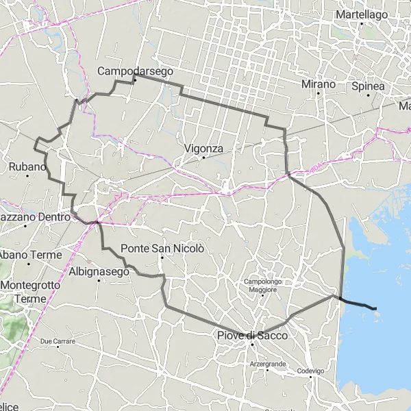 Miniaturní mapa "Prohlídková cyklotrasa okolo Bosca" inspirace pro cyklisty v oblasti Veneto, Italy. Vytvořeno pomocí plánovače tras Tarmacs.app