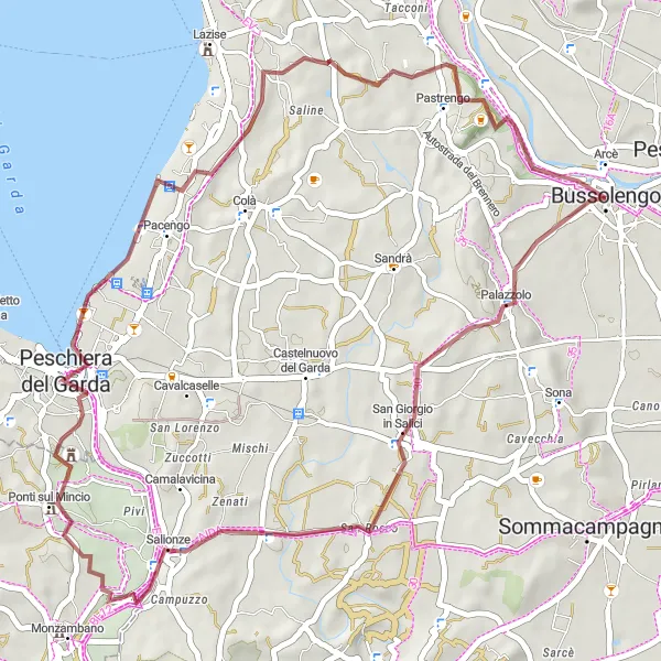 Miniaturní mapa "Gravelová stezka kolem Veronského jezera" inspirace pro cyklisty v oblasti Veneto, Italy. Vytvořeno pomocí plánovače tras Tarmacs.app