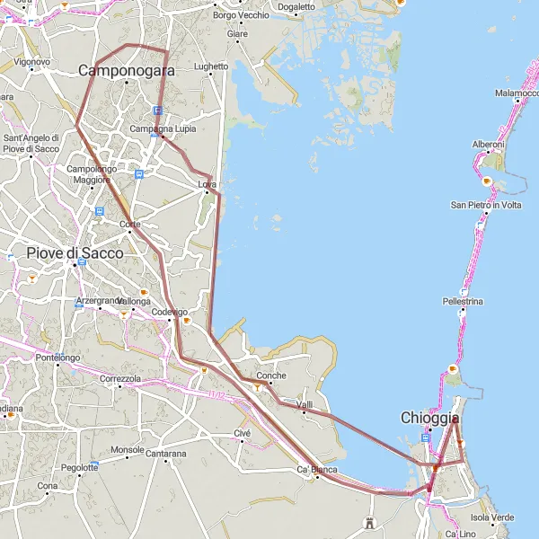 Zemljevid v pomanjšavi "Gravla kolesarska pot skozi Valli" kolesarske inspiracije v Veneto, Italy. Generirano z načrtovalcem kolesarskih poti Tarmacs.app