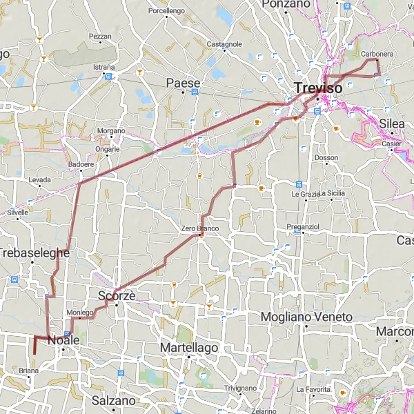 Miniatura mapy "Trasa rowerowa Łąki i Wino" - trasy rowerowej w Veneto, Italy. Wygenerowane przez planer tras rowerowych Tarmacs.app