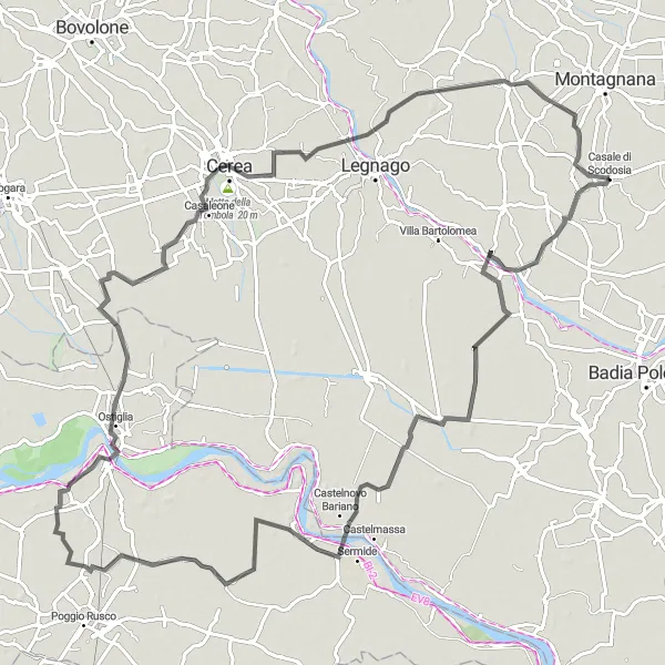 Mapa miniatúra "Cyklistická trasa okolo Veneta - 110 km" cyklistická inšpirácia v Veneto, Italy. Vygenerované cyklistickým plánovačom trás Tarmacs.app