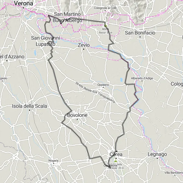 Miniatura mapy "Trasa Sanguinetto-San Pietro di Morubio" - trasy rowerowej w Veneto, Italy. Wygenerowane przez planer tras rowerowych Tarmacs.app