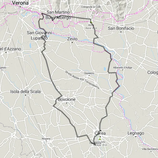 Mapa miniatúra "Veneto Route 1" cyklistická inšpirácia v Veneto, Italy. Vygenerované cyklistickým plánovačom trás Tarmacs.app