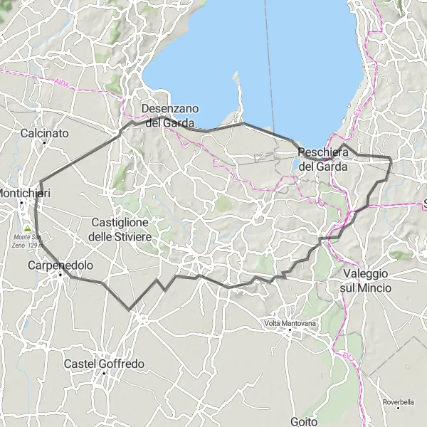 Miniatura della mappa di ispirazione al ciclismo "Scopri le colline venete in bicicletta da Castelnuovo del Garda a Lonato del Garda" nella regione di Veneto, Italy. Generata da Tarmacs.app, pianificatore di rotte ciclistiche