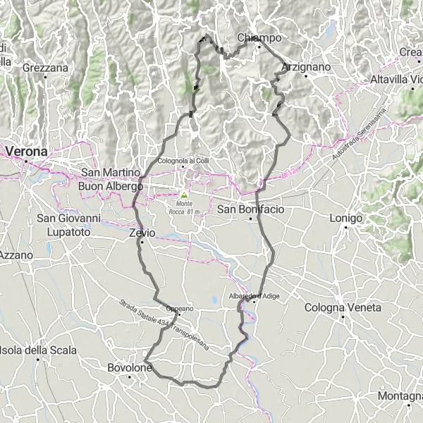 Miniatura della mappa di ispirazione al ciclismo "Cicloturismo tra Motto Alto e Passo Vignaga" nella regione di Veneto, Italy. Generata da Tarmacs.app, pianificatore di rotte ciclistiche