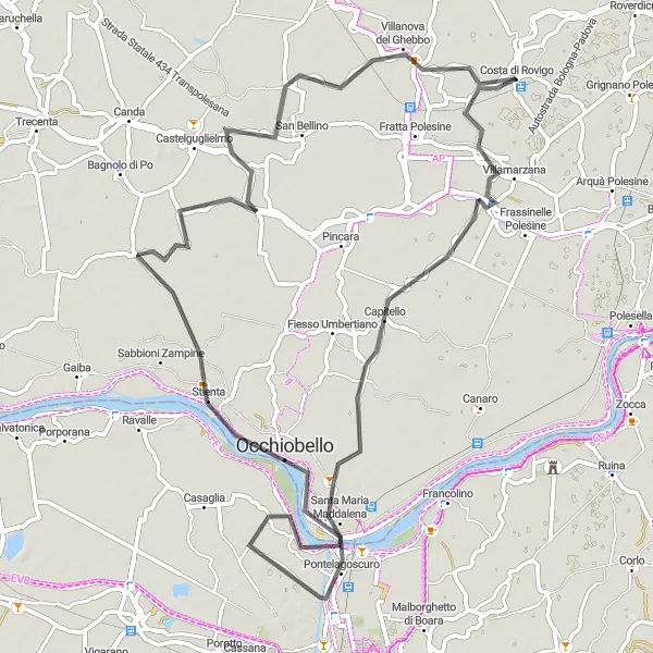 Miniatuurkaart van de fietsinspiratie "Fietsen langs de dorpen van Veneto" in Veneto, Italy. Gemaakt door de Tarmacs.app fietsrouteplanner