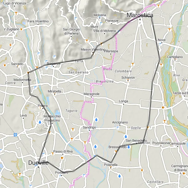 Kartminiatyr av "Kort och intensiv cykeltur genom Veneto" cykelinspiration i Veneto, Italy. Genererad av Tarmacs.app cykelruttplanerare