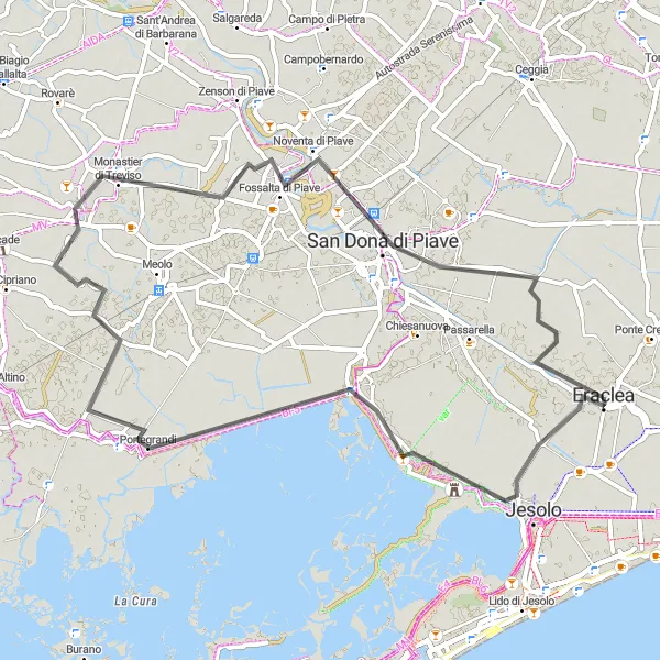 Miniatura mapy "Trasa do San Donà di Piave" - trasy rowerowej w Veneto, Italy. Wygenerowane przez planer tras rowerowych Tarmacs.app