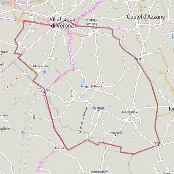 Map miniature of "Wine Route" cycling inspiration in Veneto, Italy. Generated by Tarmacs.app cycling route planner