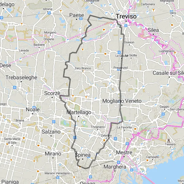 Zemljevid v pomanjšavi "Krožna kolesarska pot okoli Fornase (cesta)" kolesarske inspiracije v Veneto, Italy. Generirano z načrtovalcem kolesarskih poti Tarmacs.app
