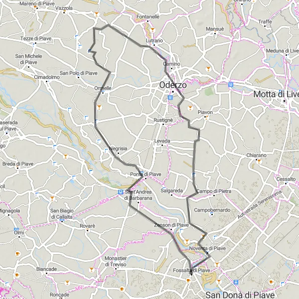 Map miniature of "Charming Veneto Towns" cycling inspiration in Veneto, Italy. Generated by Tarmacs.app cycling route planner