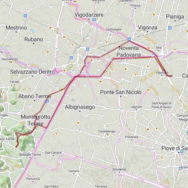 Miniatura della mappa di ispirazione al ciclismo "Gravel di Fossò e dintorni" nella regione di Veneto, Italy. Generata da Tarmacs.app, pianificatore di rotte ciclistiche
