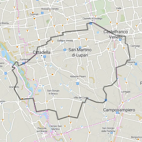 Miniatuurkaart van de fietsinspiratie "Ontdek de charme van Veneto op de fiets" in Veneto, Italy. Gemaakt door de Tarmacs.app fietsrouteplanner